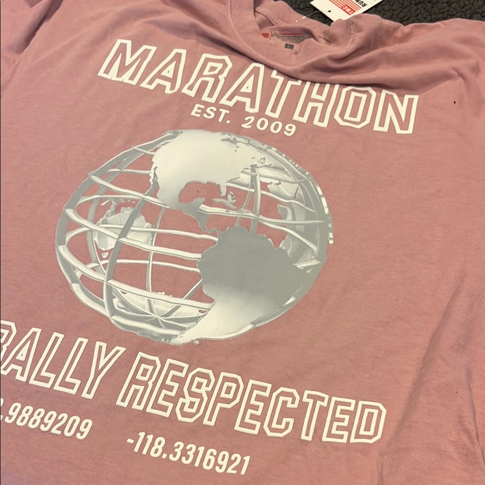 The Marathon Clothing Pink Short Sleeve Tee with Vintage Graphic